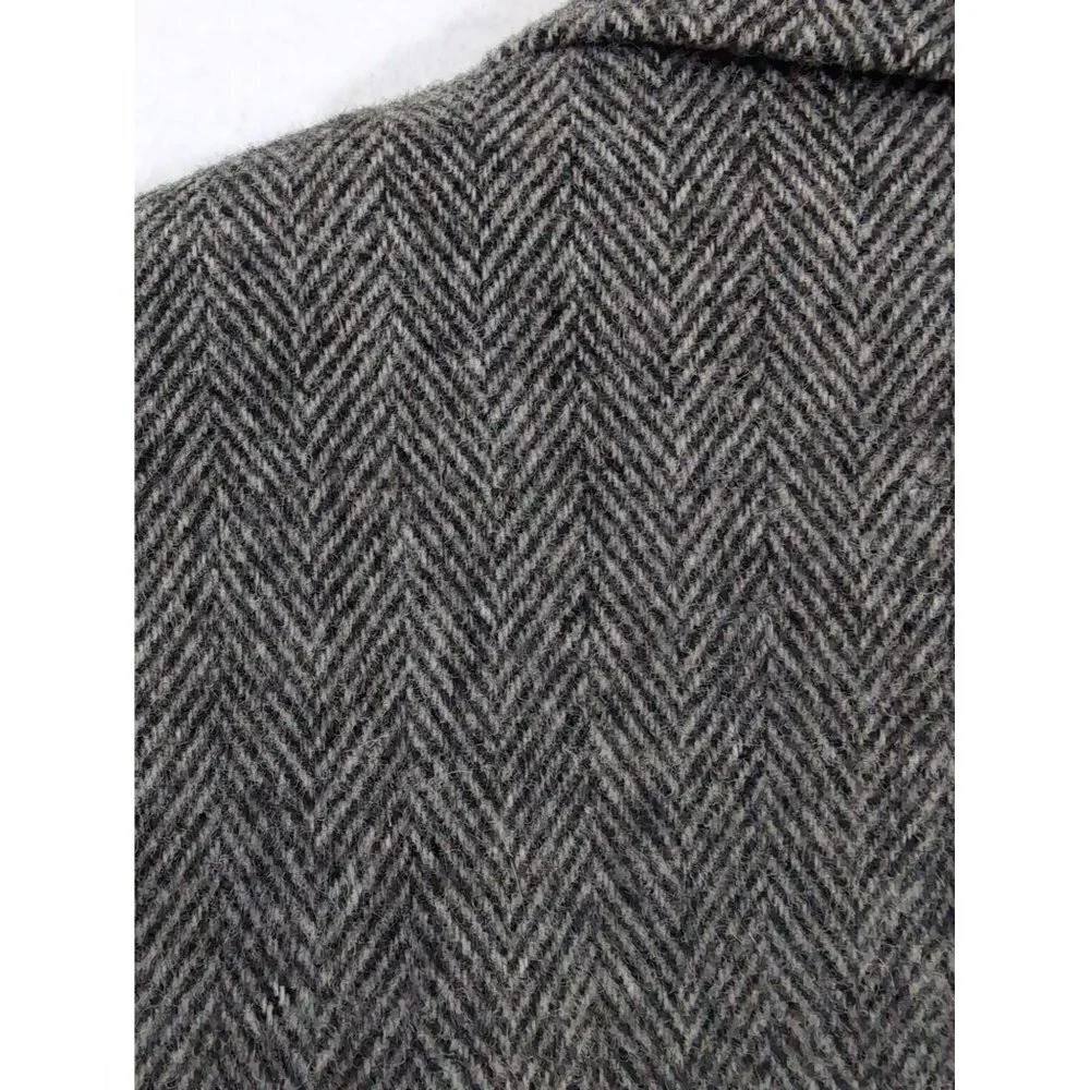 Robert Stock Sport‎ Coat Mens 46L Charcoal Gray Camel Hair Blend Herringbone